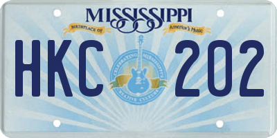 MS license plate HKC202