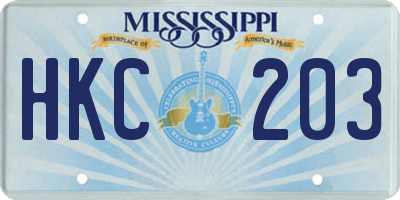MS license plate HKC203