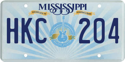 MS license plate HKC204