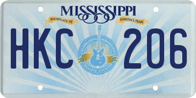 MS license plate HKC206