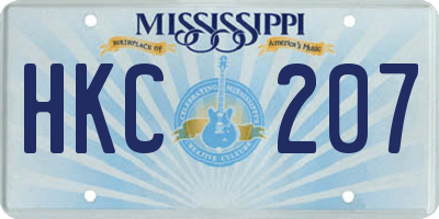 MS license plate HKC207