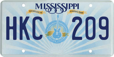 MS license plate HKC209