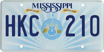MS license plate HKC210