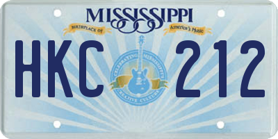 MS license plate HKC212
