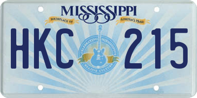 MS license plate HKC215