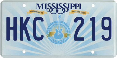 MS license plate HKC219