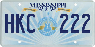 MS license plate HKC222