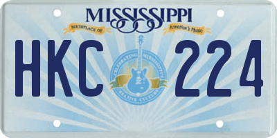 MS license plate HKC224