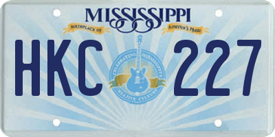 MS license plate HKC227