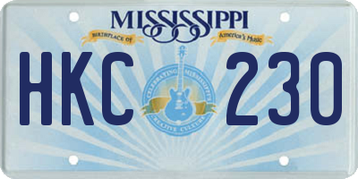 MS license plate HKC230