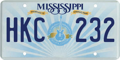 MS license plate HKC232