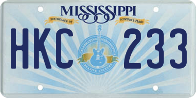 MS license plate HKC233