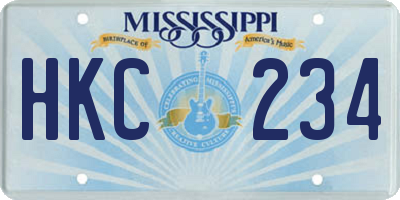 MS license plate HKC234