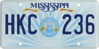 MS license plate HKC236