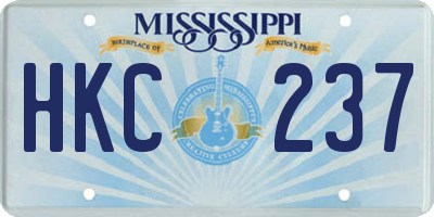 MS license plate HKC237