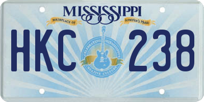 MS license plate HKC238