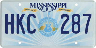 MS license plate HKC287