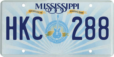 MS license plate HKC288