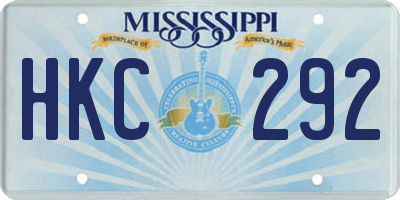 MS license plate HKC292