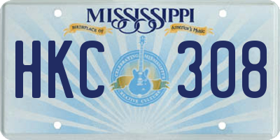 MS license plate HKC308