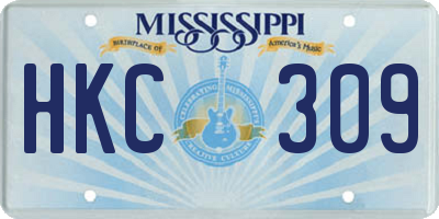 MS license plate HKC309