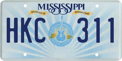 MS license plate HKC311