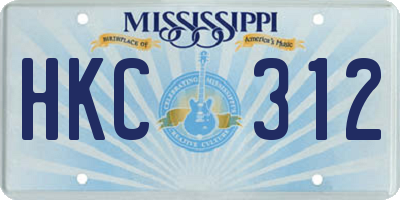 MS license plate HKC312