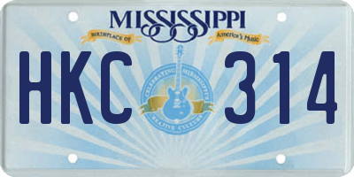 MS license plate HKC314