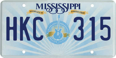 MS license plate HKC315