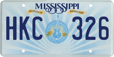 MS license plate HKC326