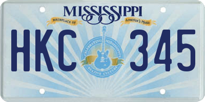 MS license plate HKC345