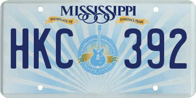 MS license plate HKC392