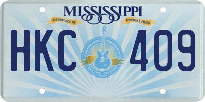 MS license plate HKC409