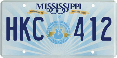 MS license plate HKC412