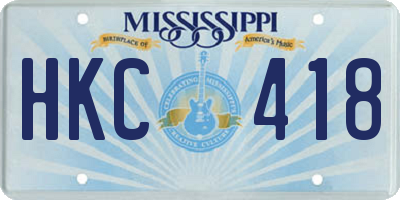 MS license plate HKC418
