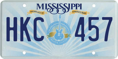 MS license plate HKC457