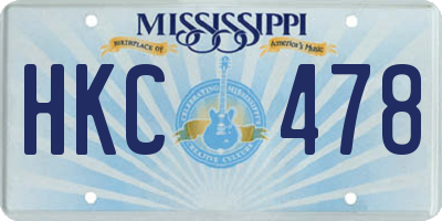 MS license plate HKC478