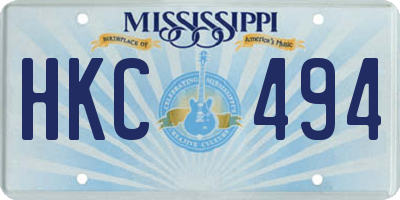 MS license plate HKC494