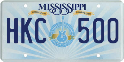 MS license plate HKC500