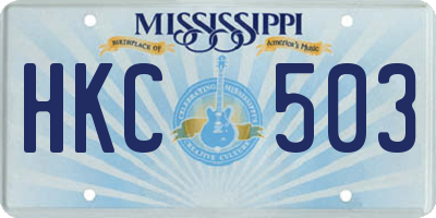 MS license plate HKC503