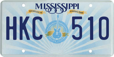 MS license plate HKC510