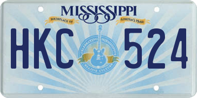 MS license plate HKC524
