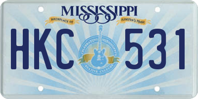 MS license plate HKC531