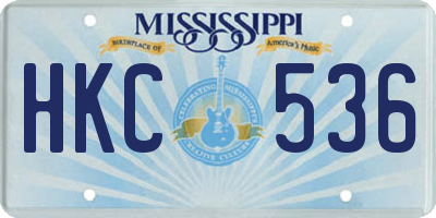 MS license plate HKC536