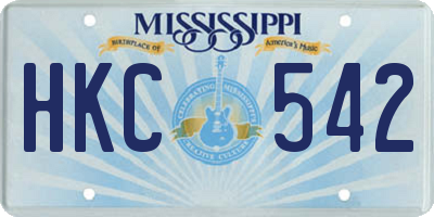 MS license plate HKC542