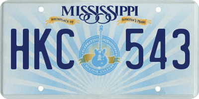 MS license plate HKC543