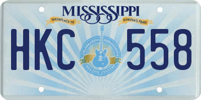 MS license plate HKC558
