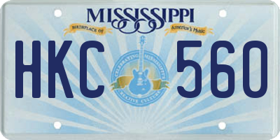MS license plate HKC560
