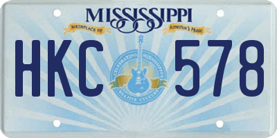 MS license plate HKC578