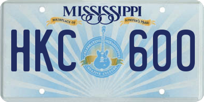 MS license plate HKC600